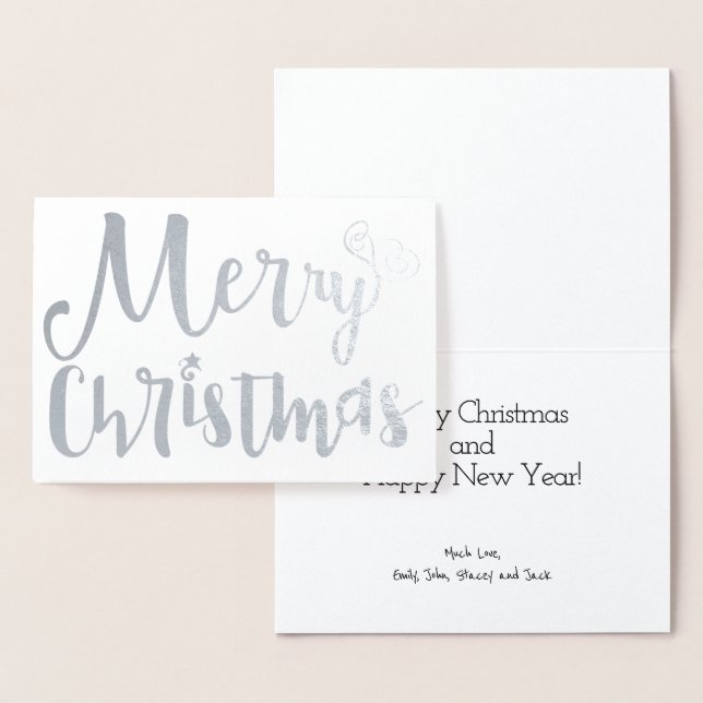 Frohe Weihnachtsferien Typografie Silberfilm Folienkarte (Anzeige)