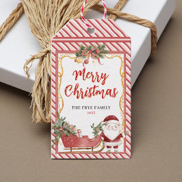 Frohe Weihnachtsferien Weihnachtsmann Schlitten Zu Geschenkanhänger