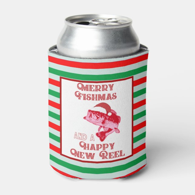 Frohe Weihnachtsfischerei Fischen Beer Dosenkühler (Kanne Vorderseite)