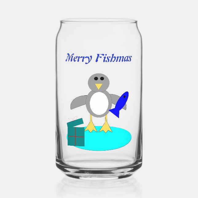 Frohe Weihnachtsfischerei Pinguin Custom Dosenglas (Vorderseite)