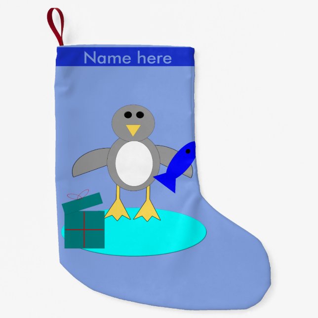 Frohe Weihnachtsfischerei Pinguin Custom Strumpf Kleiner Weihnachtsstrumpf (Vorderseite)