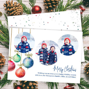 Frohe Weihnachtsfoto Collage Aquarell Ornamente Feiertagskarte