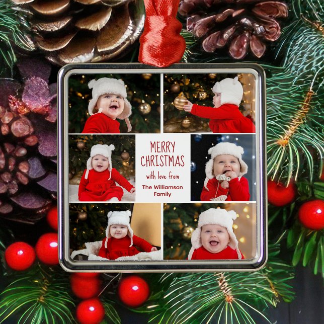 Frohe Weihnachtsfoto Collage Niedlich Personalisie Ornament Aus Metall (Von Creator hochgeladen)