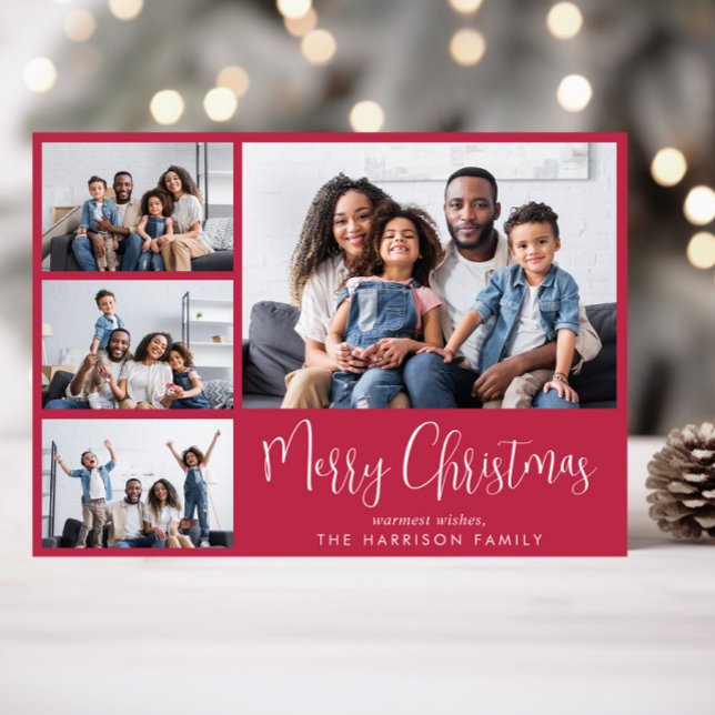 Frohe Weihnachtsfoto Collage Red Feiertagskarte (Von Creator hochgeladen)