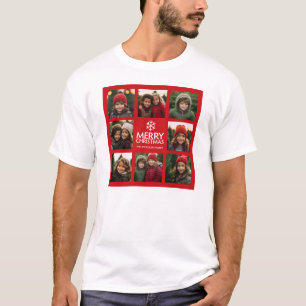 Frohe Weihnachtsfoto Collage Red White T-Shirt