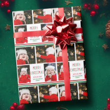Frohe Weihnachtsfoto Collage Schönes Rot Grün
