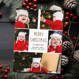 Frohe Weihnachtsfoto Collage Schönes Rot Grün Postkarte