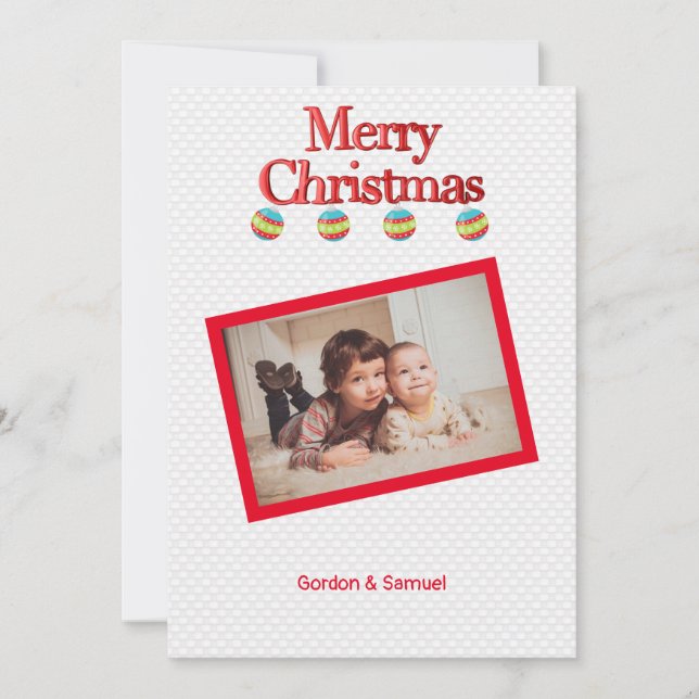 Frohe Weihnachtsfotografie Ornamente Unterschrift Feiertagskarte (Vorderseite)