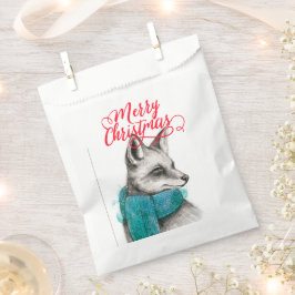 Frohe Weihnachtsfox Zeichnend Geschenktütchen