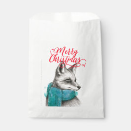 Frohe Weihnachtsfox Zeichnend Geschenktütchen