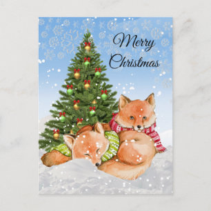 Frohe Weihnachtsfoxen / Wildlife Holiday Postkarte