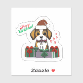 Frohe Weihnachtsfrau mit Herz Sticker