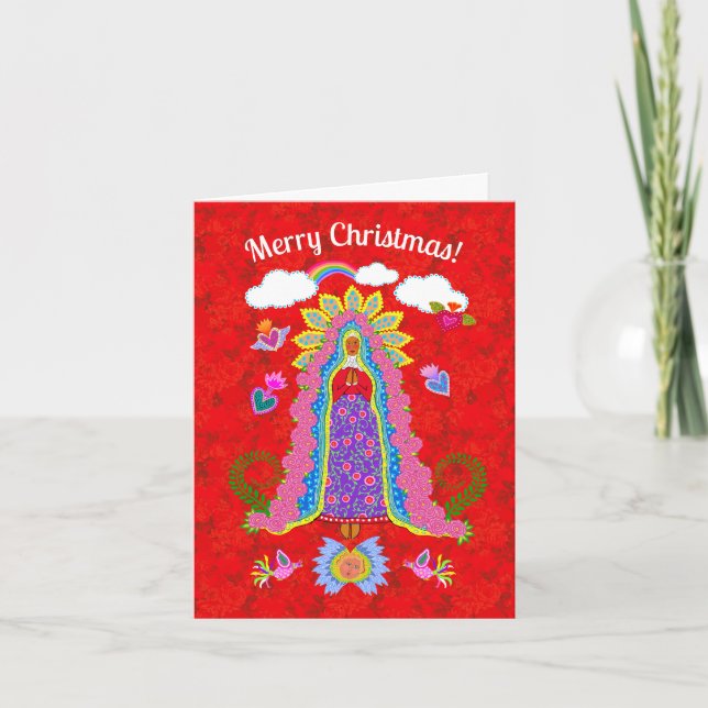 Frohe Weihnachtsfrau von Guadalupe Faltkarte (Vorderseite)