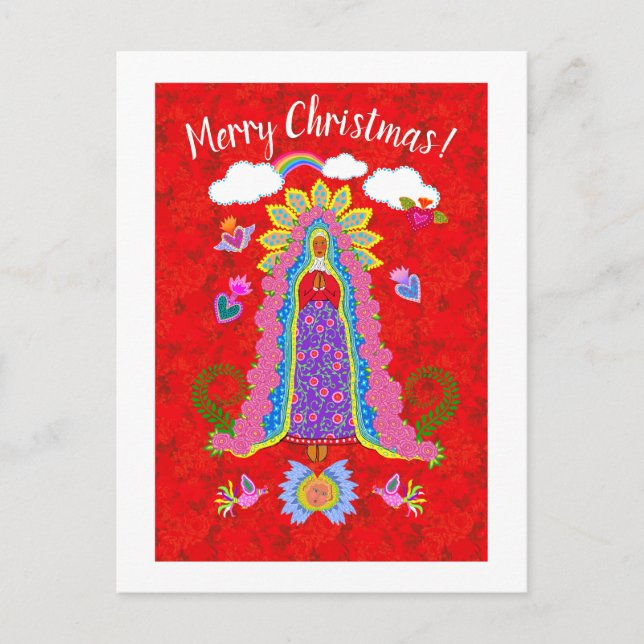 Frohe Weihnachtsfrau von Guadalupe Postkarte (Vorderseite)