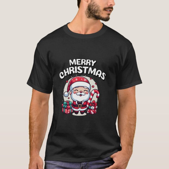 Frohe Weihnachtsfrauen Männer Kinder Niedlich Sant T-Shirt (Vorderseite)