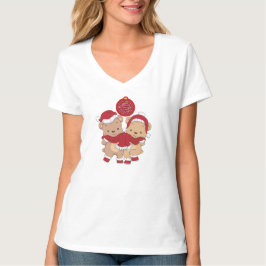 Frohe Weihnachtsfrauen V-Neck T - Shirt