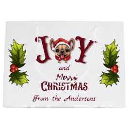 Frohe Weihnachtsfreude Niedlicher französischer Bu Große Geschenktüte