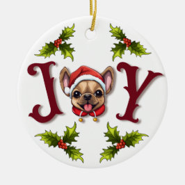 Frohe Weihnachtsfreude Niedlicher französischer Bu Keramik Ornament