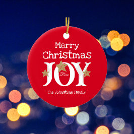 Frohe Weihnachtsfreude Simple Elegant Red Keramik Ornament