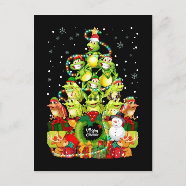 Frohe Weihnachtsfrosch Weihnachtsbaum Weihnachtsfr Postkarte (Vorderseite)