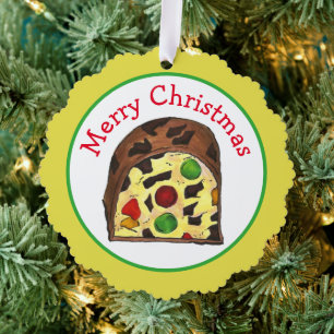 Frohe Weihnachtsfruchtkuchen Fruitcake Slice Urlau Ornament Karte