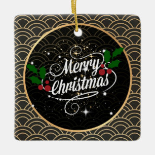 Frohe Weihnachtsfunkel und Glitzer, Keramikornament