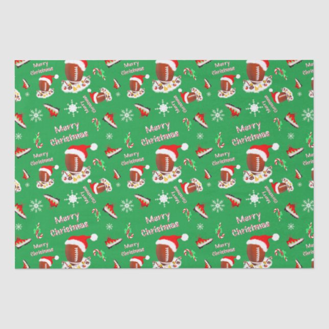 Frohe Weihnachtsfußball mit Snack Food Muster Seidenpapier (Vorderseite)