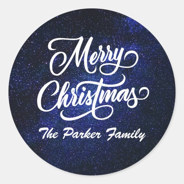 Frohe Weihnachtsgalaxie Personalisiert Runder Aufkleber (Vorderseite)