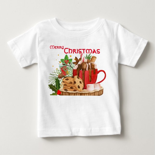 Frohe Weihnachtsgebäck Tasse Cakes Thema Baby T-shirt (Vorderseite)