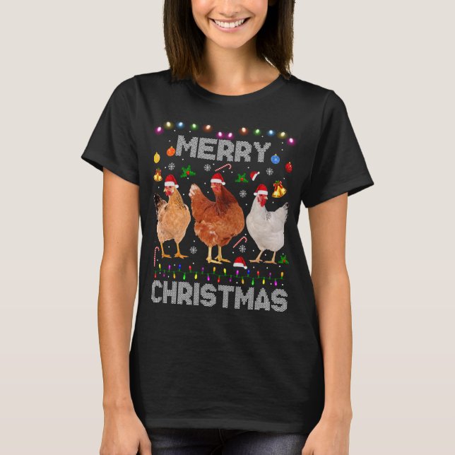 Frohe Weihnachtsgebäck Weihnachtsmannmütze Lights  T-Shirt (Vorderseite)