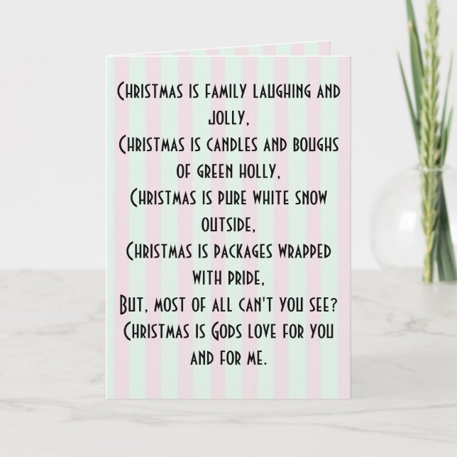 Frohe Weihnachtsgedicht-Karte Feiertagskarte (Vorderseite)