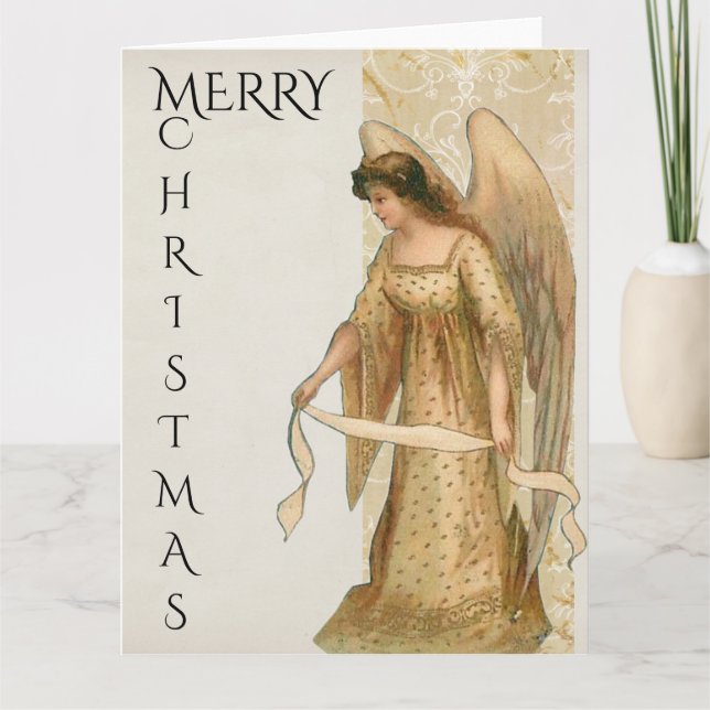 Frohe Weihnachtsgel in Cream und Gold Karte (Vorderseite)