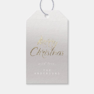 Frohe Weihnachtsgeschenk an Script Gold Ombre Gray Geschenkanhänger