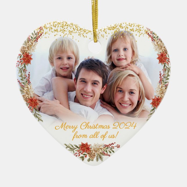 Frohe Weihnachtsgeschenke Familienherz Foto Orname Keramik Ornament (Vorne)