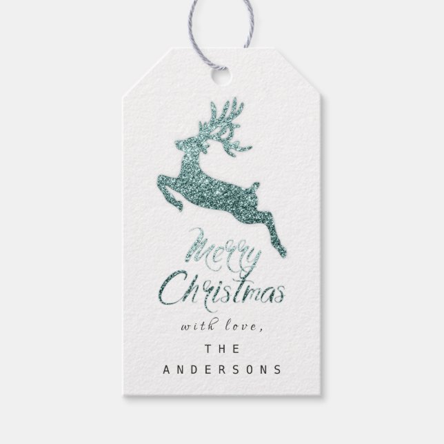 Frohe Weihnachtsgeschenke für Aquamarines Weiß Gra Geschenkanhänger (Vorderseite)