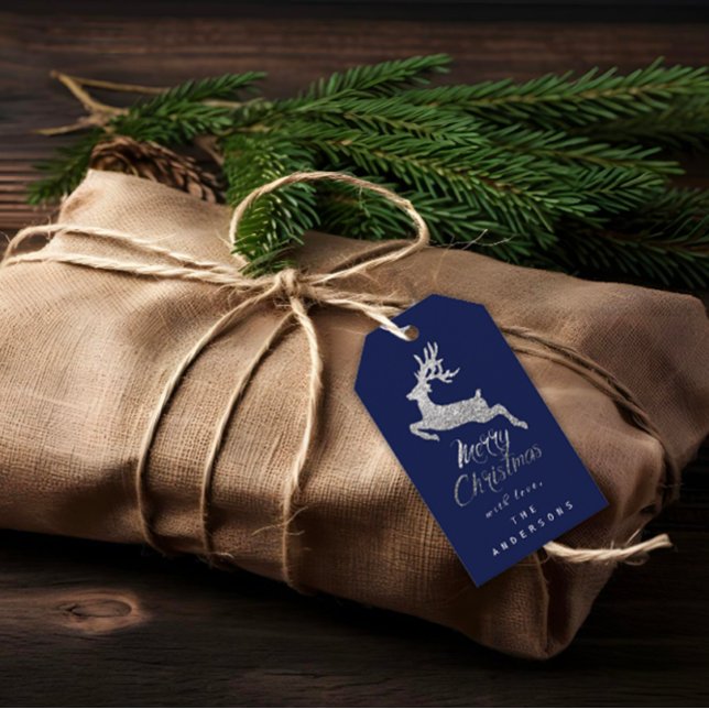 Frohe Weihnachtsgeschenke für Silver Gray Blue Geschenkanhänger (Merry Christmas Gift To Script Silver Gray Blue Gift Tags)
