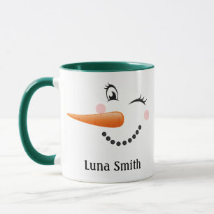 Frohe Weihnachtsgeschenke Happy Snowman Face Green Tasse