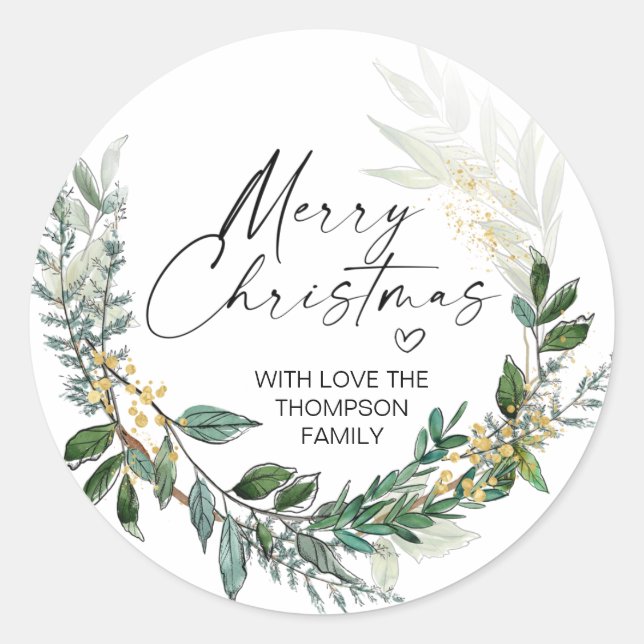 Frohe Weihnachtsgeschenke Label Grünen Krautpfropf Runder Aufkleber (Vorderseite)