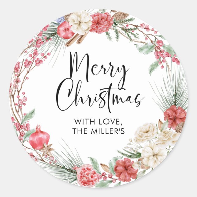 Frohe Weihnachtsgeschenke Label Moderne Round Stic Runder Aufkleber (Vorderseite)
