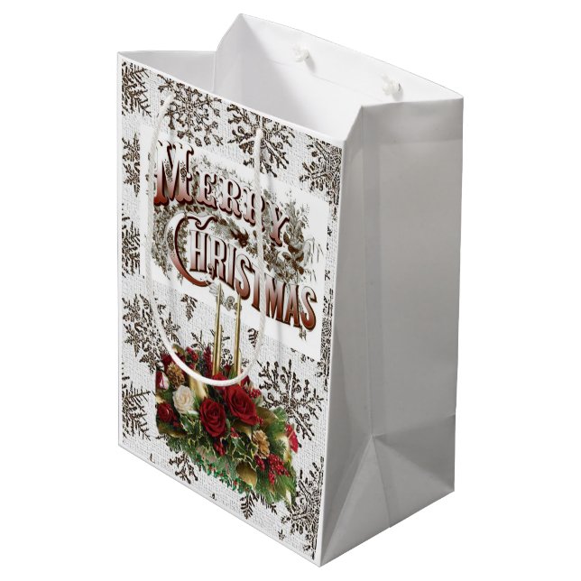 Frohe Weihnachtsgeschenke Mittlere Geschenktüte (Rückseite Schrägansicht)