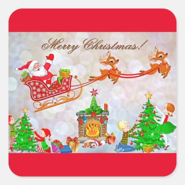Frohe Weihnachtsgeschenke Quadratischer Aufkleber (Vorderseite)