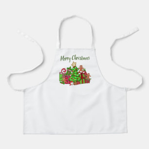 Frohe Weihnachtsgeschenke rund um den Baum Schürze