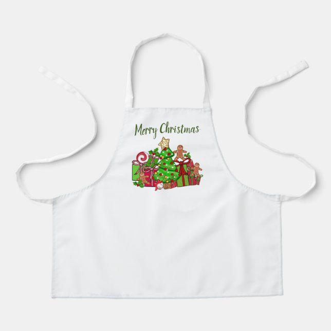 Frohe Weihnachtsgeschenke rund um den Baum Schürze (Vorderseite)