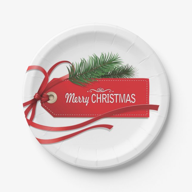Frohe Weihnachtsgeschenke Tag Party Pappteller (Vorderseite)
