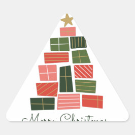 Frohe Weihnachtsgeschenke Tree Dreieckiger Aufkleber