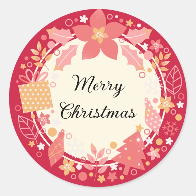 Frohe Weihnachtsgeschenke und Dekoration Runder Aufkleber (Vorderseite)
