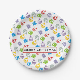 Frohe Weihnachtsgeschenke und Kugeln Muster Pappteller