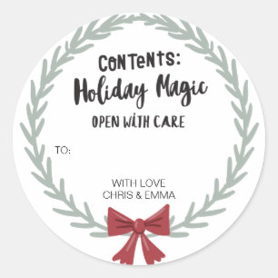 Frohe Weihnachtsgeschenkkarte Personalisiert mit N Runder Aufkleber