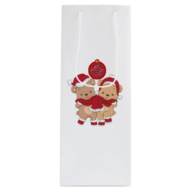 Frohe Weihnachtsgeschenktasche Geschenktüte Für Weinflaschen (Vorderseite)