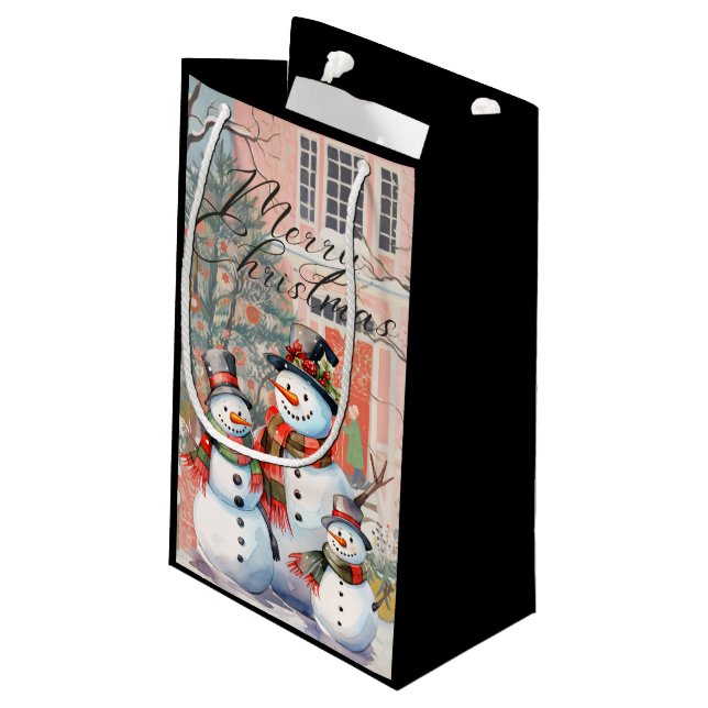 Frohe Weihnachtsgeschenktasche Kleine Geschenktüte (Rückseite Schrägansicht)